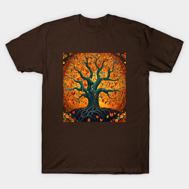 Cosmic Conjoined Tree of Fall T-Shirt by RoxanneG